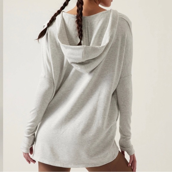 Athleta Purana Wrap Sweatshirt with Hoodie Size L Gray - Picture 2 of 10